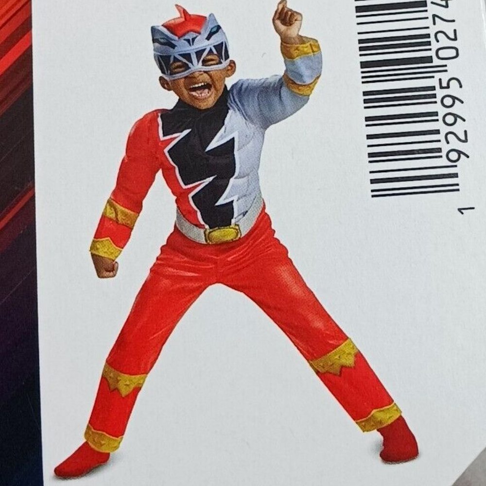 Disguise Dino Fury Power Ranger 3T-4T Classic Red  Muscle Halloween Kids Costume